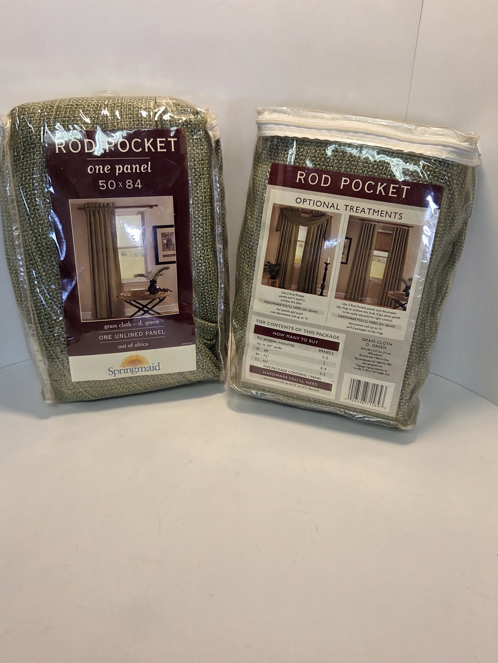 Vintage 2003 Springmaid Out of Africa Green Curtain Panels 50x84 Set 2 NOS #0368